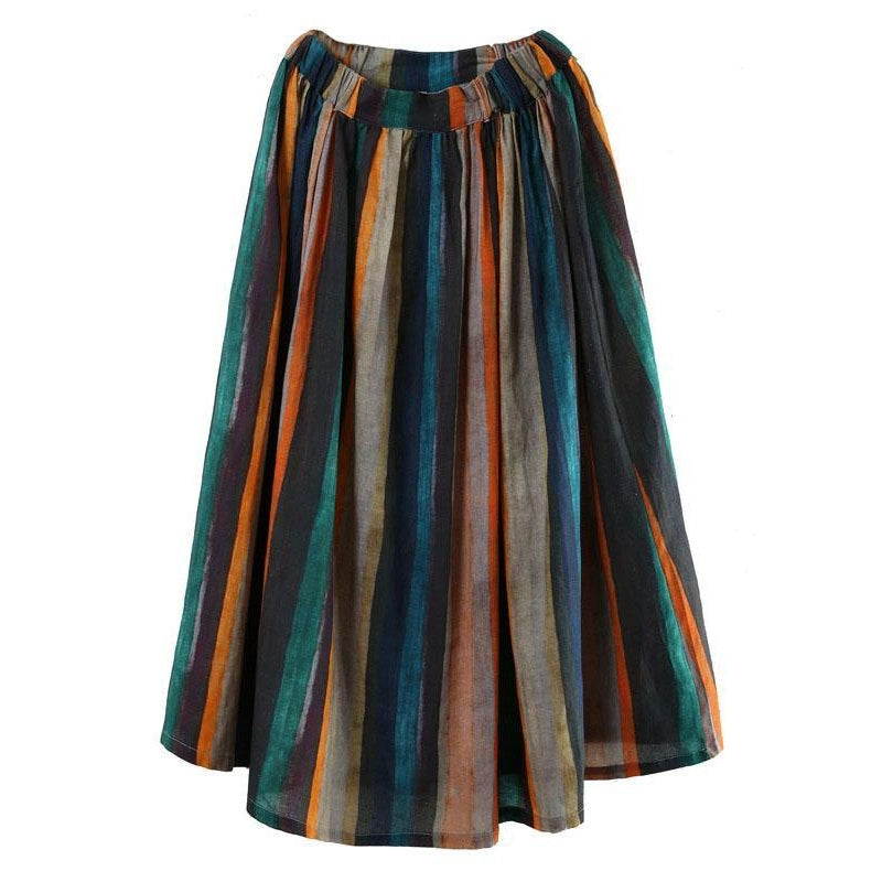 Artistic Striped Pleated Skirt