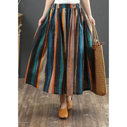 Artistic Striped Pleated Skirt
