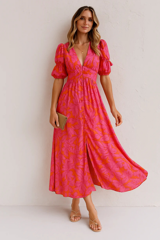 Bohemian Floral Chiffon Dress